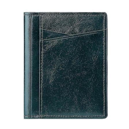 Män Kvinnor Smal Kreditkortsfodral Case Liten läderplånbok med ID-fönster, 8,5*10,5 cm green