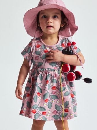 Polarn O. Pyret - bodysuit dress with strawberry print - 56 - Childrenswear - pink