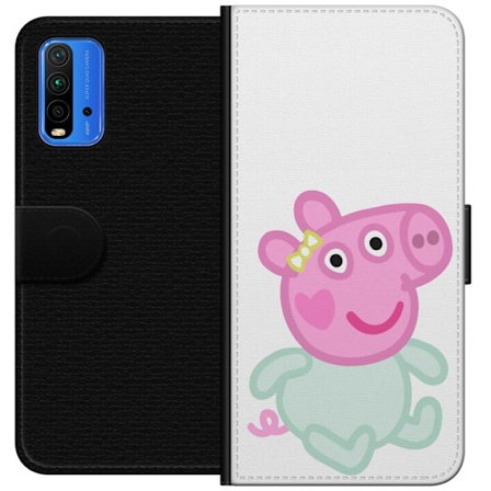 Yhteensopiva Lompakkokotelo Xiaomi Redmi Note 9 4G Peppa Pig vauvahahmo pastelliväreissä, suloinen piirretty lasten kuvitus pehmeällä minimalistis