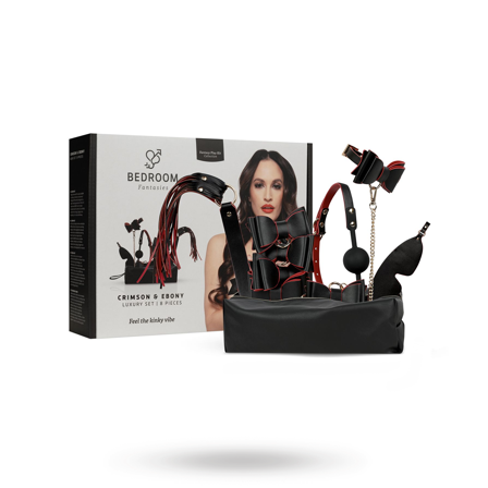 Crimson & Ebony 8-pcs Luxury Bondage Set - Sexleker Vuxen: Bondage & Fetish
