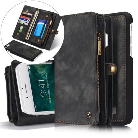 CASEME iPhone 8/7 Plus Retro Split läder plånboksfodral - Grå Grey
