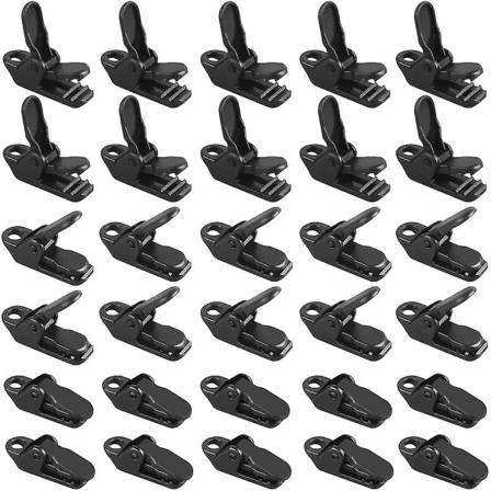 100 kpl telttaklipsiä, muovisia telttaklipsejä, mustia