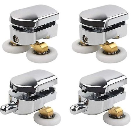 Duschdörrsrulle, 4 dubbla duschdörrsrullar Glidrullar Dörrersättningshjul för duschkabin (25 mm) (hy)