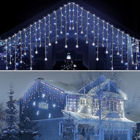 Joulukuusen jääpuikkovalot ulkokäyttöön 5m 216led 36 roikkuvaa valoa