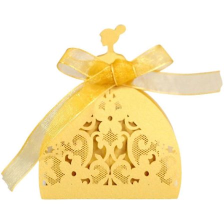 100 stk. Blomsterblonde Hule Slikæsker Bryllupsfest Favor Æske Chokolade Gaveæske Gylden