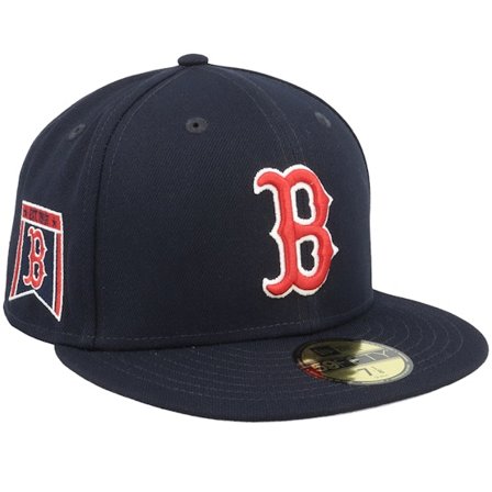 New Era - Boston Red Sox 59FIFTY Bannerside D3 Navy Fitted Fitted Blue Cap - MLB @ Hatstore