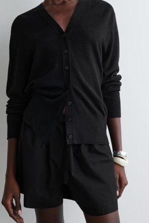 COS Women's Drawstring Cotton Shorts in Black