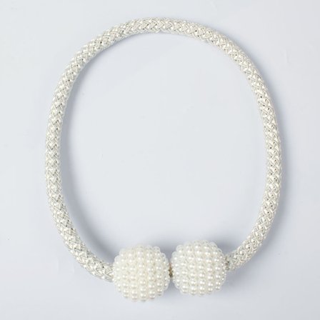 Gardinknapp med Magnet, Imitationspearl Gardinknapp, Enkel Gardinrem Utan Installation (Vit)