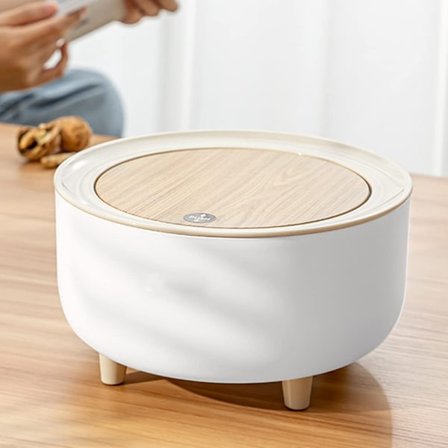 Mini papperskorg med lock, bänk liten soptunna plast papperskorgar för skrivbord, kontor, badrum