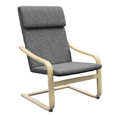 Rootz Fåtölj med nackstöd och armstöd - Klädsel i linnelook - Fåtölj - Träram - Eukalyptusträ - Skum - Grå + Natur - 66,5W x 80D x 99H cm