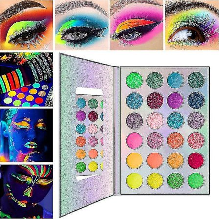 24 farver glitter neon glitter øjenskyggepalet langvarig