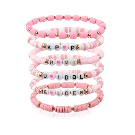 6 stk. koreansk pop (K-pop) armbåndssæt, kompatibelt med & - Flerfarvet Kpop-gruppe bogstaver smykker, ikke-belagte holdbare fan-tilbehør til 
