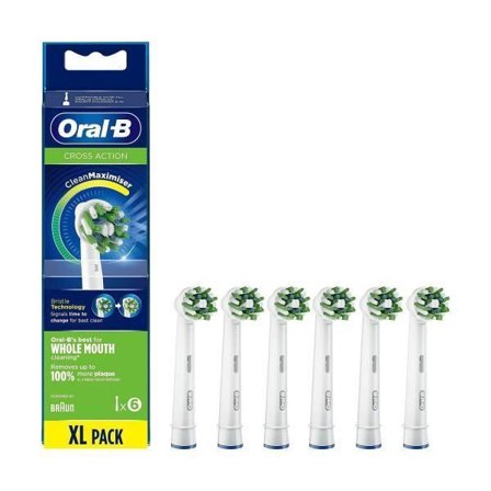Oral-B CrossAction Clean elektrisk tandbørste genopfyldning, 6 enheder i 2-pakninger, Clean Maximiser Technology