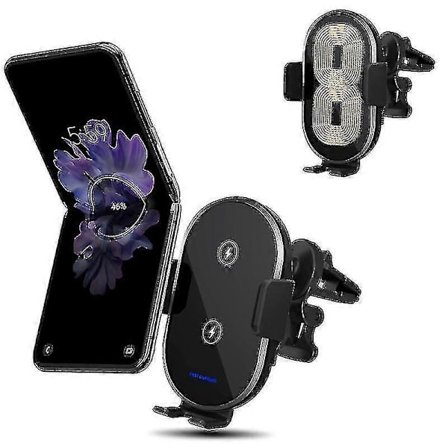 Langattoman kaksoiskelan autolaturi-pidike Samsung Z Flip 3:lle, Qi 15W pikalataus