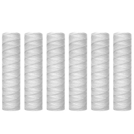 10 Micron 10" X 2,5" Trådlindat Sedimentvattenfilterpatron, 6-pack, sedimentfiltrering för hela huset, Universal (FMY)