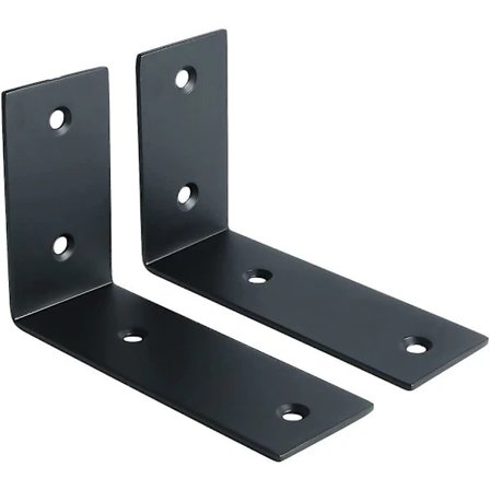 Forlengelseshylle Feste Glass/Tre Veggmontert Justerbar Hylle Vinkel Feste Med Skruer, Rustfritt Stål Matt Svart Finish, 2 stk