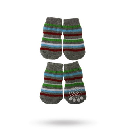Urban Pup - Grey & Stripey - Hundstrumpor med antiglid- Hundskor & hundstrumpor hos Doggie.se