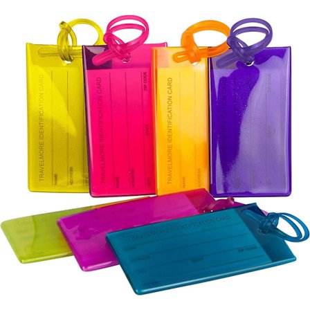 7-pakning bagasjelapper for kofferter, fleksible silikonreise-ID-etiketter for vesker - flerfarget pakke