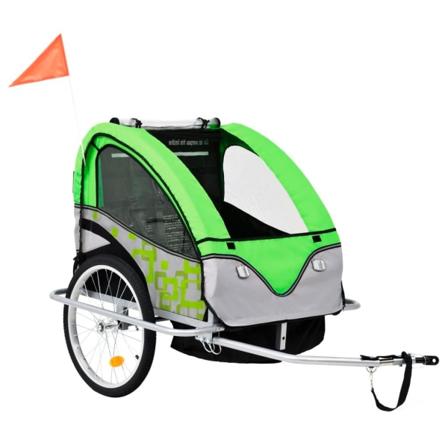 Vidaxl 2-i-1 Barncykelvagn & Gåvagn Grön Och Grå Grön