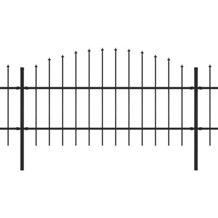 Vidaxl Trädgårdsstaket Med Spjuttopp Stål (0,75-1)x10,2 M Svart Svart