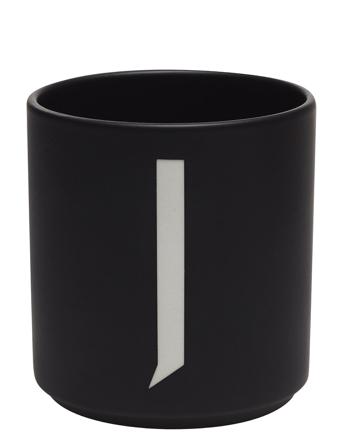 Black Porcelain Cups A-Z Black Design Letters