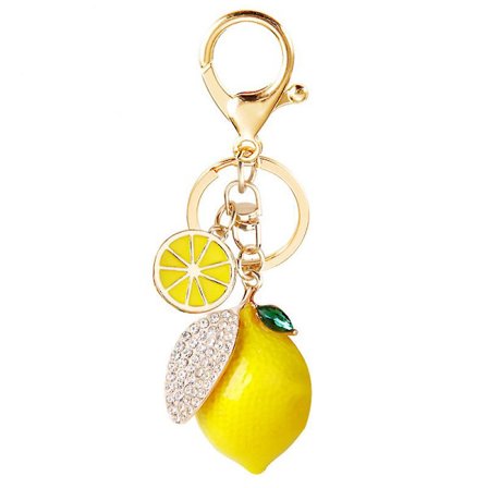 Citron Nyckelring - 1 Set Frukt Nyckelring För Kvinnor Gul Biltillbehör Bästa Present Till Vänner Barn Familj