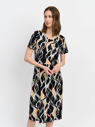 BRANDTEX - Kjole - Sort Mix - Mønstret