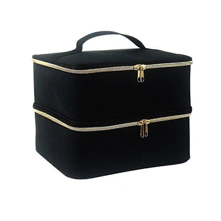 Avtagbar 2-vånings nagellacksorganiserare - Rymmer 40 flaskor (15 ml - 0,5 fl oz), Nagellacksfodral med verktygsförvaringsficka (Svart)