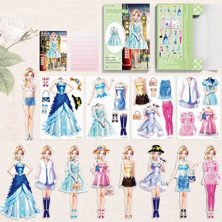 Magnetisk prinsesse påklædningsdukke i papir, magnet påklædningslege, leg rejse Playset legetøj magnetiske påklædningsdukker og lad som om for pige, 