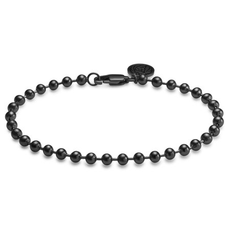Essentials | 4 mm Gunmetal Zwarte Ketting met Bolletjes Schakels voor mannen - Stalen armbanden