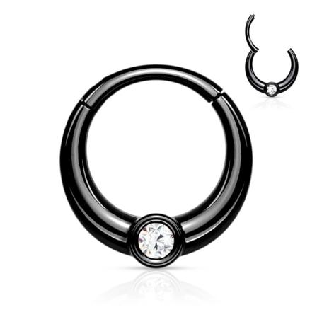 8 mm Segmentring i IP 316L kirurgisk stål med hvid CZ