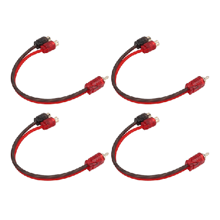 4 pakker RCA-kabel 1 hann til 2 hunn bilstereo Y-splitterkabel for bilhøyttalersystem