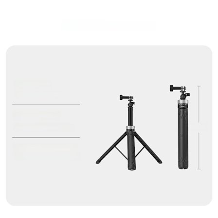 Telesin - 360° roterbart hopfällbart stativ, Gopro Hero 12, 11, 10, 9, 8, 7, 6, 5, Insta360, DJI Osmo Action 1,5 meter selfie-stick