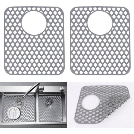 2 stk. Silikon Køkkenvaskemåtte, Silikon Vaskemåtte, Skridsikker Vaskbeskyttelsesmåtte til Bund af Køkkenvask og Tallerkener