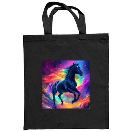 Stofpose Farverig galakse hest med regnbue manke i rummiljø, magisk fantasy illustration til børneværelset, plakater og mobilcovers