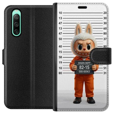 Yhteensopiva Lompakkokotelo Sony Sony Xperia 10 IV Söpö piirretty pupuhahmo vankilavaatteissa ja vankinumerolla taustana mittamerkinnät