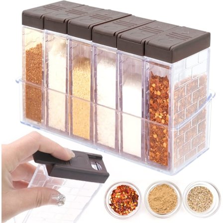 Sæt med 6 krydderiglas, klare krydderiopbevaringsbeholdere, krydderiblandingsboks, krydderiblandingsglas til camping, beholder til opbevaring af 