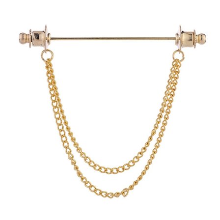 Krave Bar Pin Tie Broche GULD DOBBELT KÆDE DOBBELT KÆDE