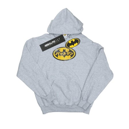 DC Comics Herr Batman Japansk Logotyp Gul Hoodie M Sports Grå