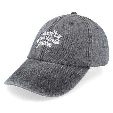 Iconic - Svart unconstructed Caps - Don’t Fucking Panic Washed Black Dad Cap @ Hatstore