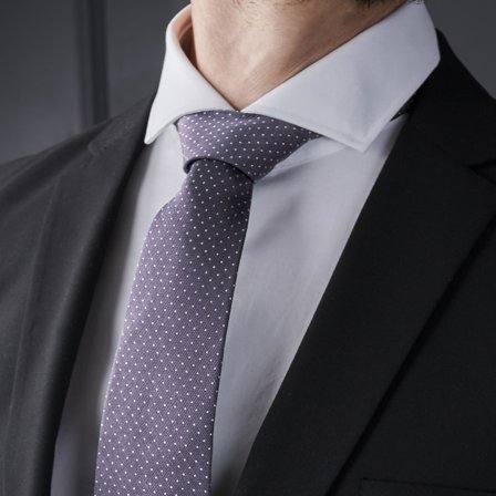 Cravatta grigia in seta da 8 cm con motivo a pois per uomini - Cravatte fantasia