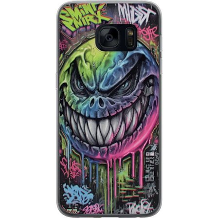 Yhteensopiva Puhelinkuori Samsung Galaxy S7 Värikäs graffitipiirros pahansuipasti hymyilevästä hirviökasvoista, jossa valuvat neonvärit