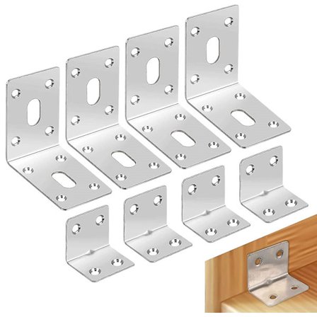 8 stk. Vinkelbeslag i Rustfrit Stål til Træ