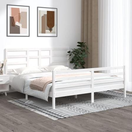 Vidaxl Sängram Vit Massivt Trä 180x200 Cm Vit