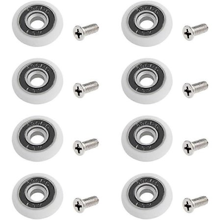 8 stk. 19 mm diameter dusjdør rulleløperhjul med skrue skyvedør trinse erstatningstilbehør enkel å installere