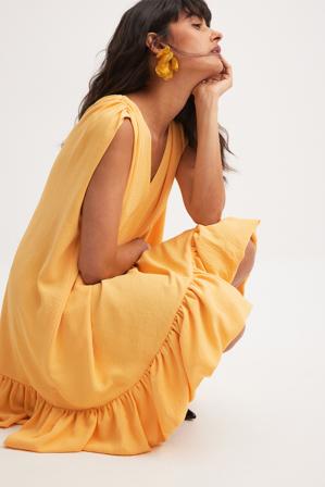 Elin Warnqvist x NA-KD Robe courte à volants - Robes d'été - Jaune - EU 36