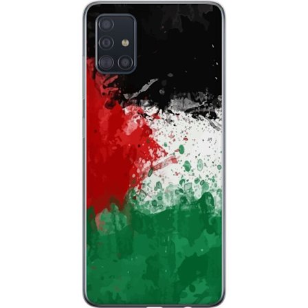 Kompatibelt Mobildeksel til Samsung Galaxy A51 Palestin flagg i sprut av rødt grønt svart hvitt kunstnerisk design som symboliserer håp og frihet