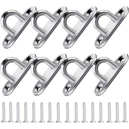 Rustfrie stålkroker (8 stk) - Kraftig veggbrakett (5x2cm) - U-formede metallkroker med 2 hull som holder opptil 40 kg vekt, veggkroker til å skru på 
