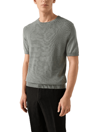 Eton T-shirt Med Strukturerad Crew Neck Tröjor Herr Grå L