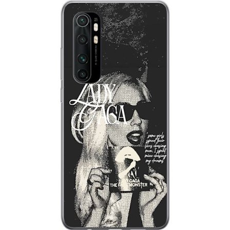 Kompatibel Mobilcover til Xiaomi Mi Note 10 Lite Lady Gaga sort-hvid retroplakat med solbriller og popkunst-æstetik